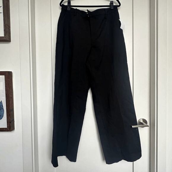 NWT Good American Black Woven High Rise Wide Leg Trouser Pants Size 14/32 - Picture 3 of 8
